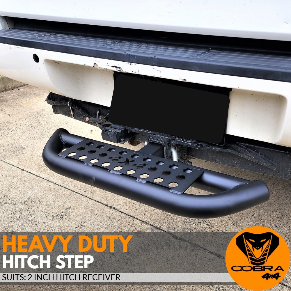 Heavy Duty Rear Tow Hitch Step Up Ladder Platform 4x4 Tub Black Powder