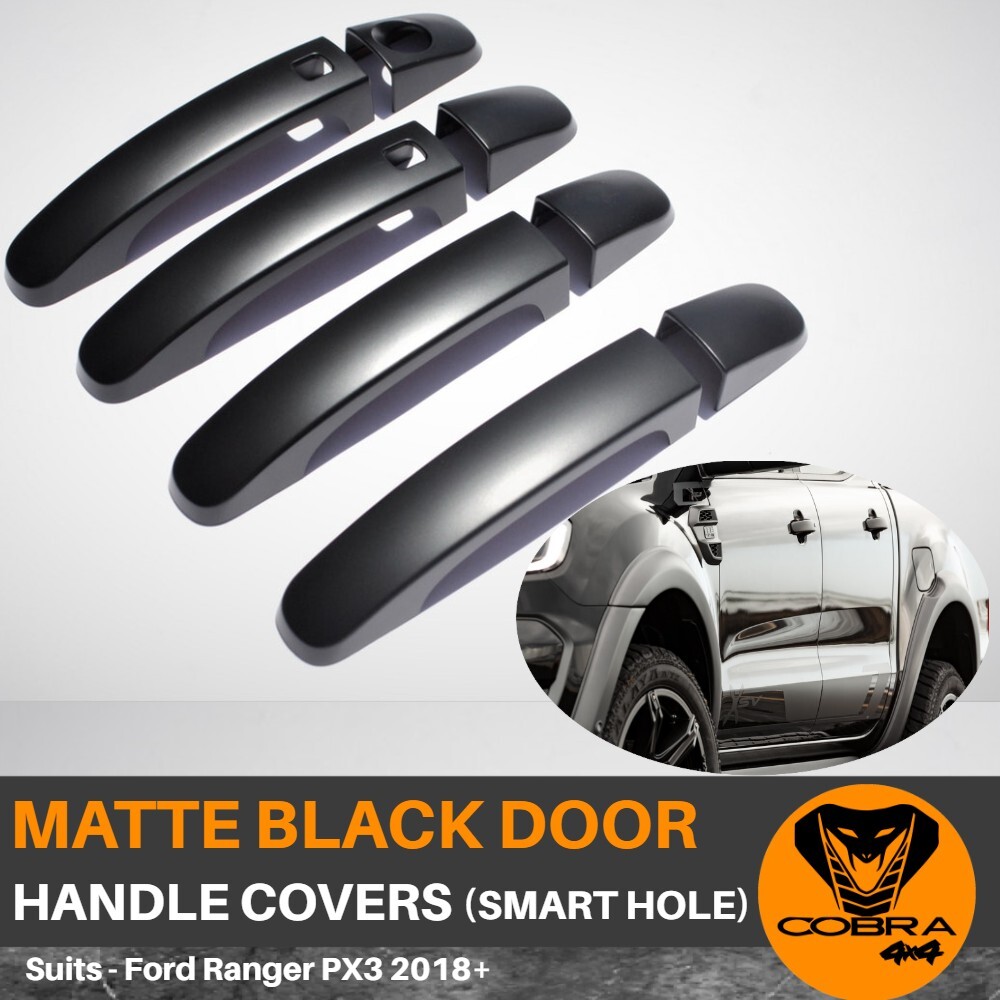 Matte Black Door Handles FITS Ford Ranger PX3 2018+ Smart Hole Door Covers