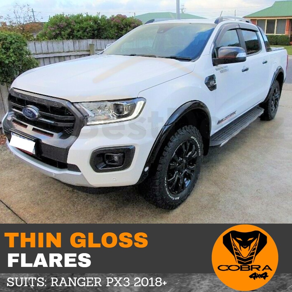 FENDER FLARES KIT OEM GLOSS BLACK FITS FORD RANGER PX3 2018 2019  GUARD TRIM