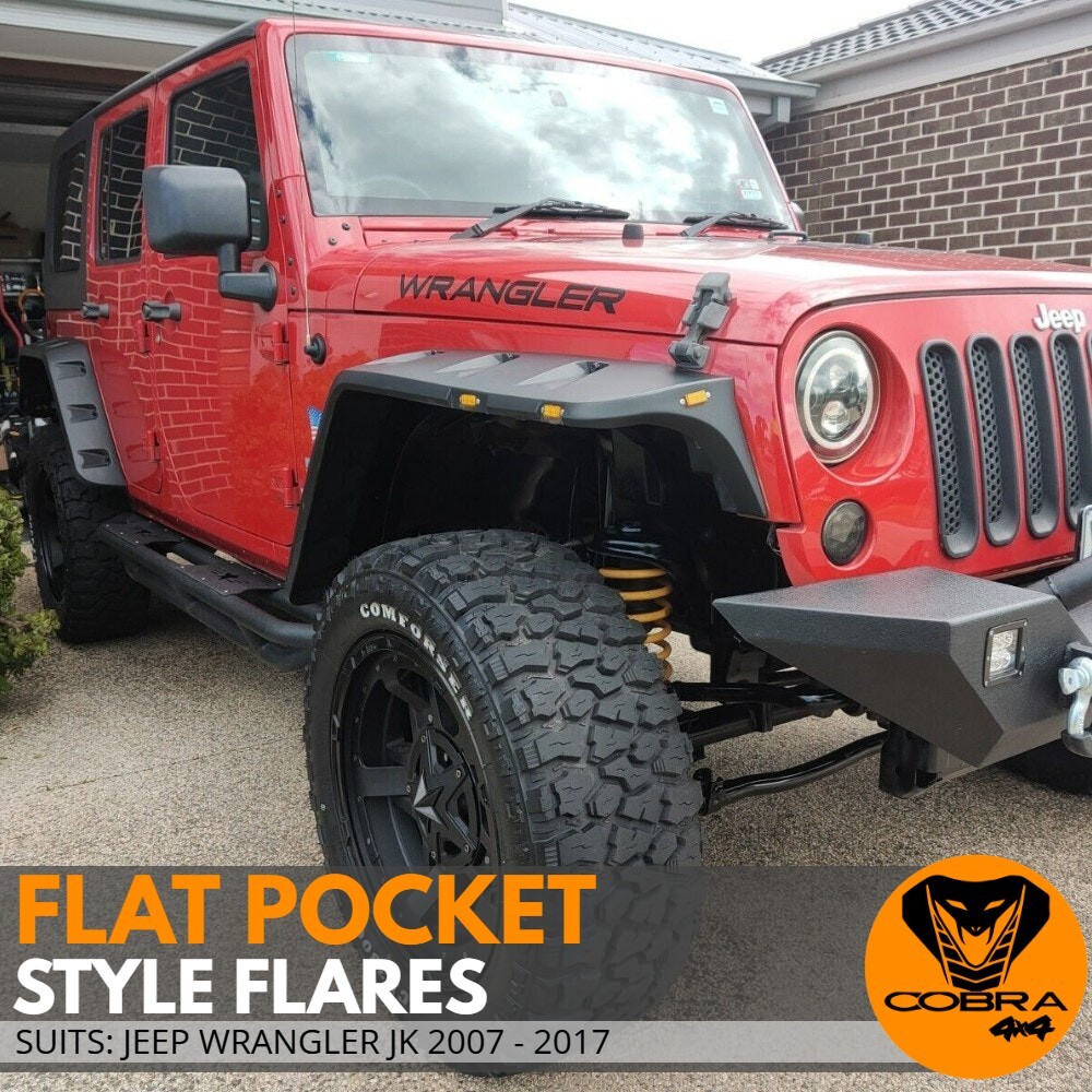 JEEP WRANGLER JK 07 17 FLAT POCKET STYLE FENDER FLARES GUARD