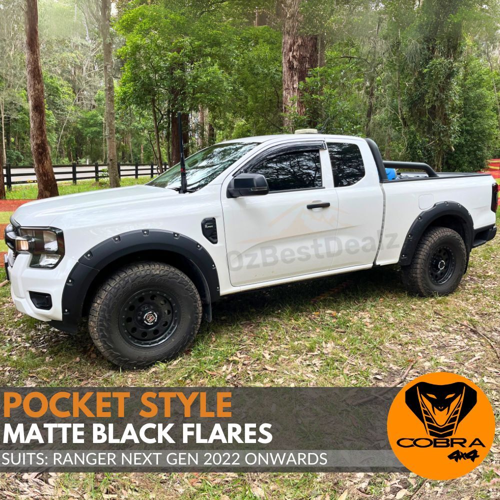 Matte Black PS Style T9 Fender Flares Suits Ford Ranger Next Gen