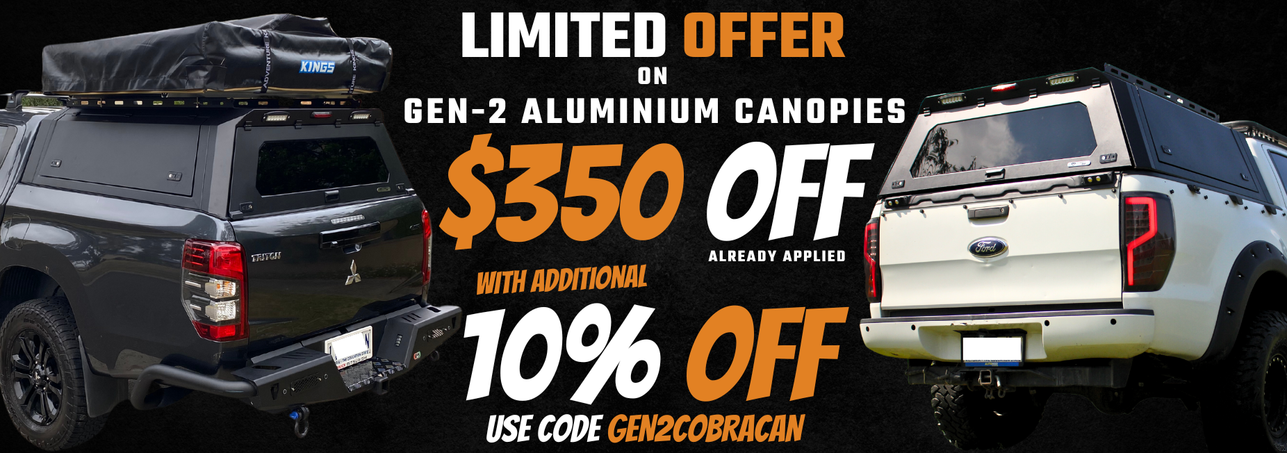 $615 OFF ON GEN 2 ALUMINIUM CANOPIES