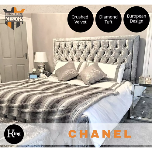 Chanel Silver Grey Velvet King Bed