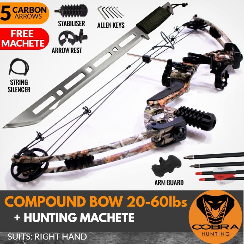 Cobra Hunting Camo Compound bow 30-60lbs + Hunting Machete Knife