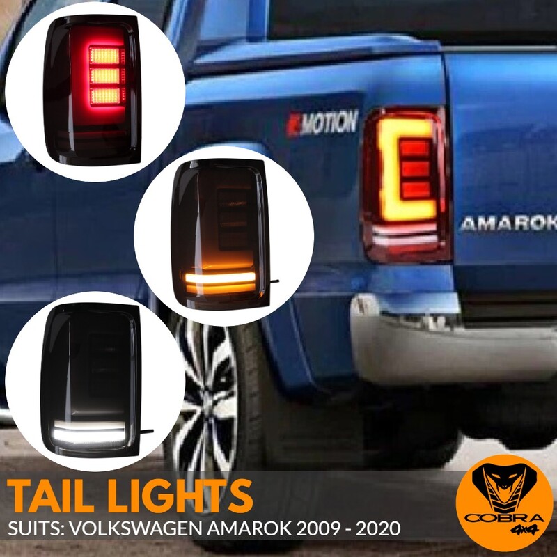 LED Black Tinted Smoked Tail Lights Lamp Suits Volkswagen Amarok 2009 - 2020 Taillights Pair Rear Back