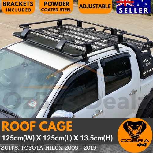 Cobra 4x4 Roof Cage Suits Hilux 2005-2015 Black Powder Coated Steel Rack Ranger BT50