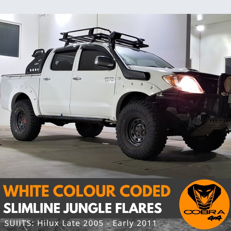 White Colour Coded Slimline Jungle Flares suitable for Toyota Hilux 2005 - 2011 pre-facelift