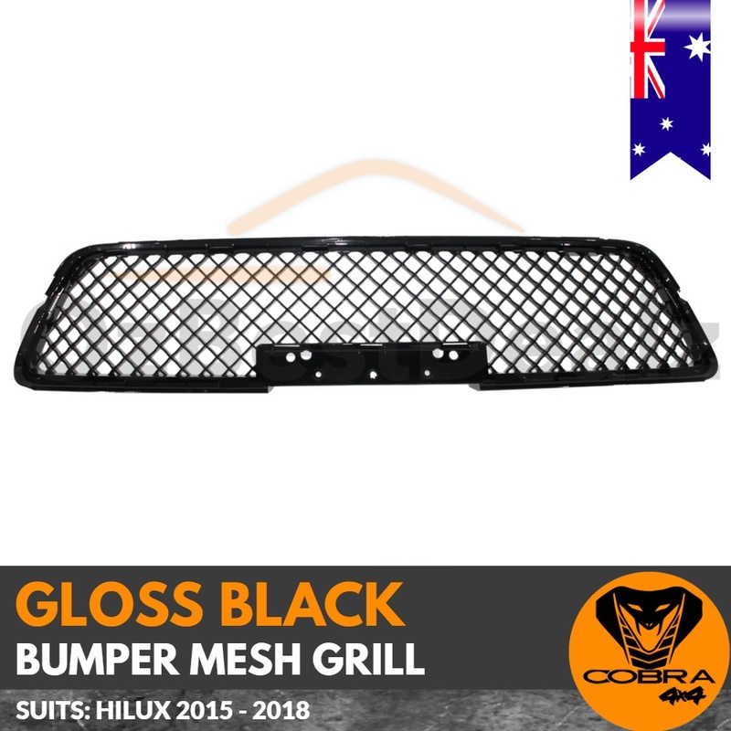 GLOSS BLACK MESH BUMPER GRILL GRILLE Suitable for TOYOTA HILUX 2015 - 2018