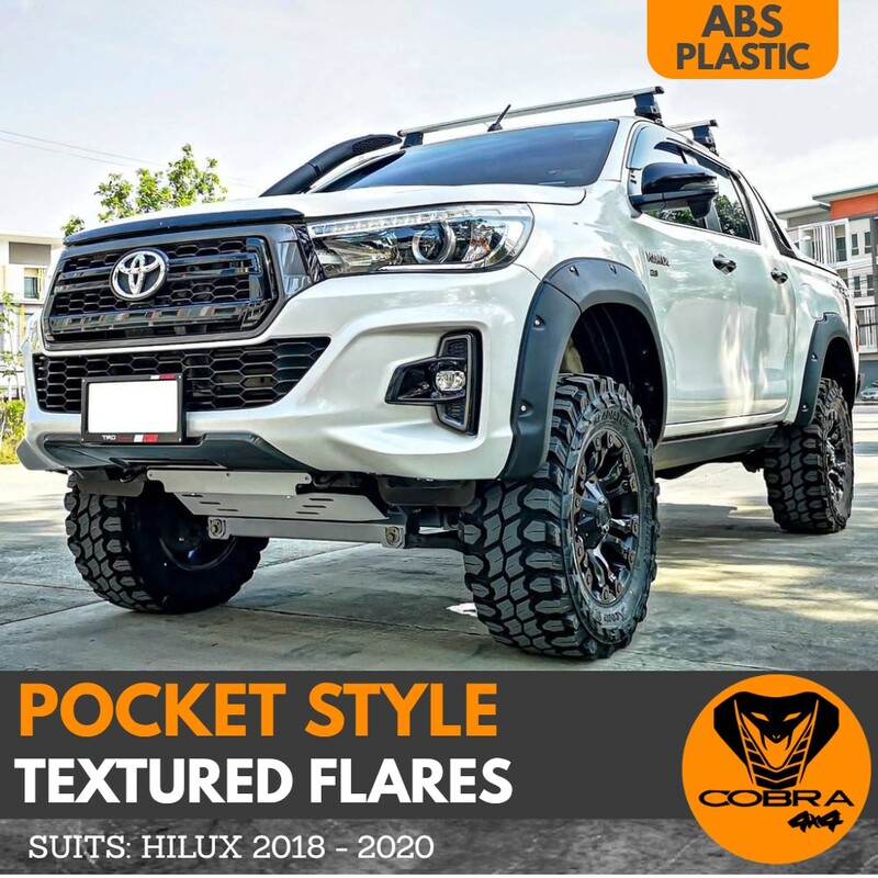 Pocket Jungle Style Flares suitable For Toyota Hilux SR5 SR TRD Late - 2018 2019 2020 Textures Black