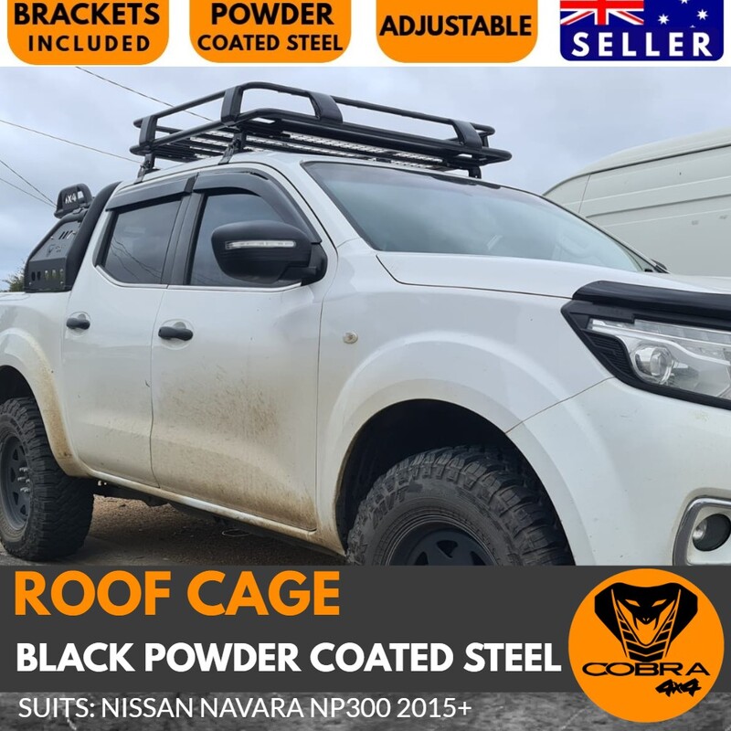Cobra 4x4 Roof Cage Suits Nissan Navara Np300 2015 onwards Black Powder Coated Steel Rack Ranger BT50