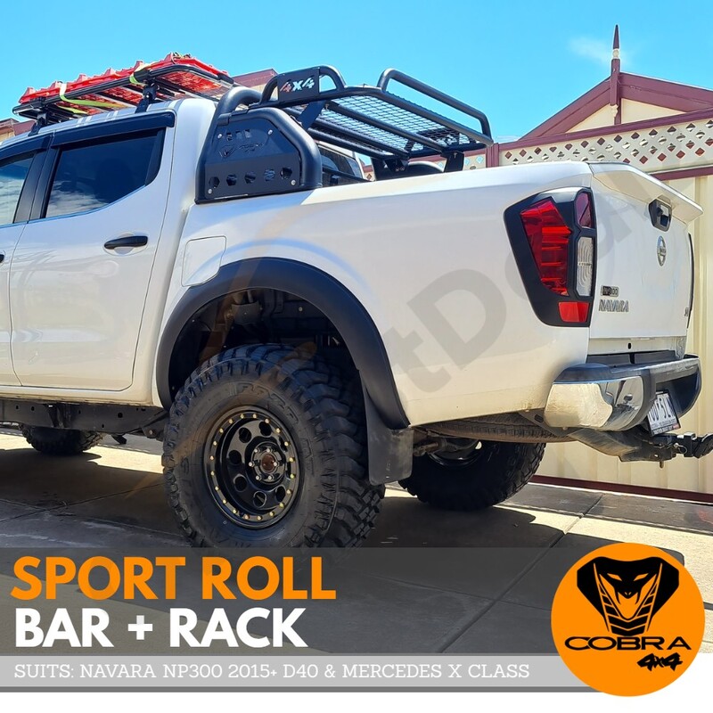 Cobra 4x4 Sports Roll Bar + Cage Rack Suits Nissan Navara NP300 D23 D40 X Class Black