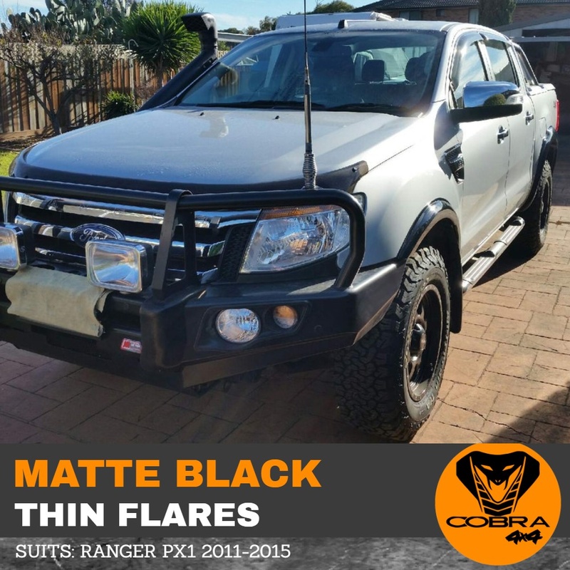 MATTE BLACK THIN FLARES FITS FORD RANGER PX1 2011 2012 2013 2014 2015 