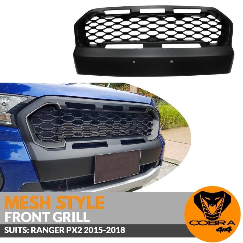 Front Mesh Grill Matte Black Bumper Bar Fits Ford Ranger PX2 2015 2016 2017 2018