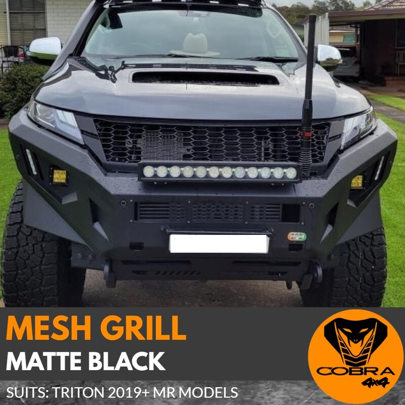 Mesh Style Front Bumper Grill fits Mitsubishi Triton MR 2019 2020 2021 Matte black