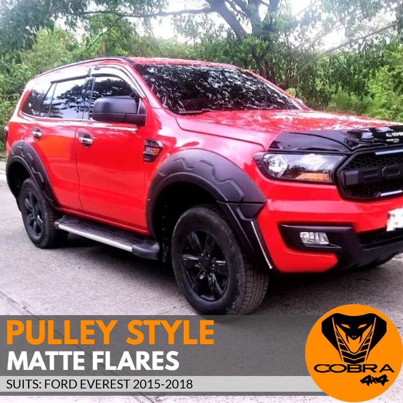 Tough Pulley style Fender Flares suit 2015 2016 2017 2018 Ford Everest Matte Black Smooth Finish