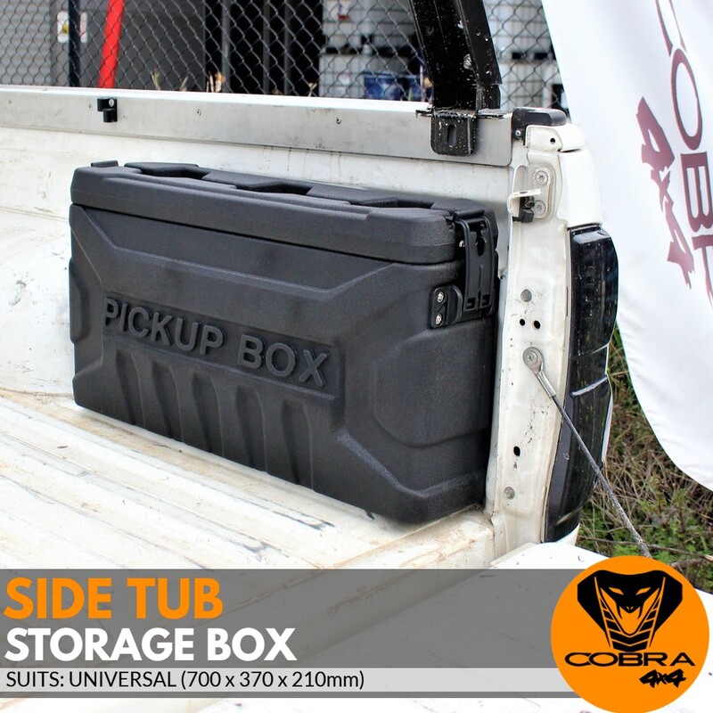 Cobra 4x4 Universal Side Storage Tool Box 2-Sided Compatible 4WD UTE SUV Trailer Locking Plastic Water proof