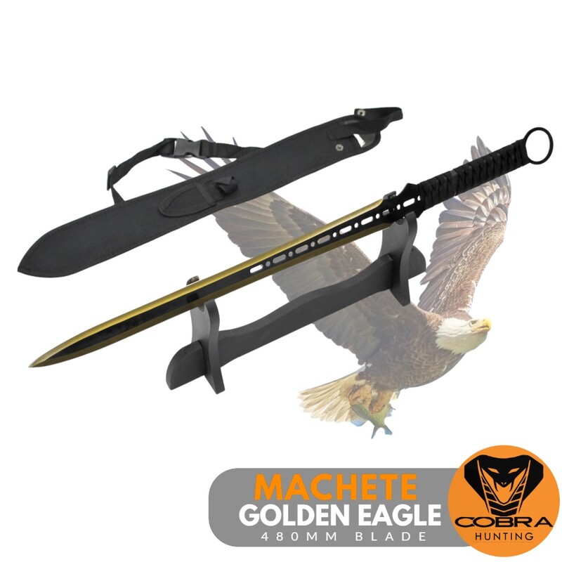 Golden Eagle Steel Double Edged Style Tactical Machete Sword Hunting Camping Knife with Kunai Throwing Knifes