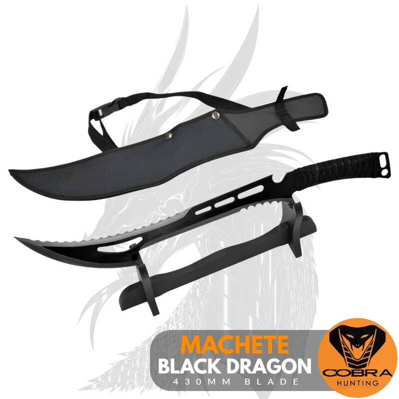 Black Dragon Spring Steel Army Style Tactical Machete Sword Hunting Camping Knife