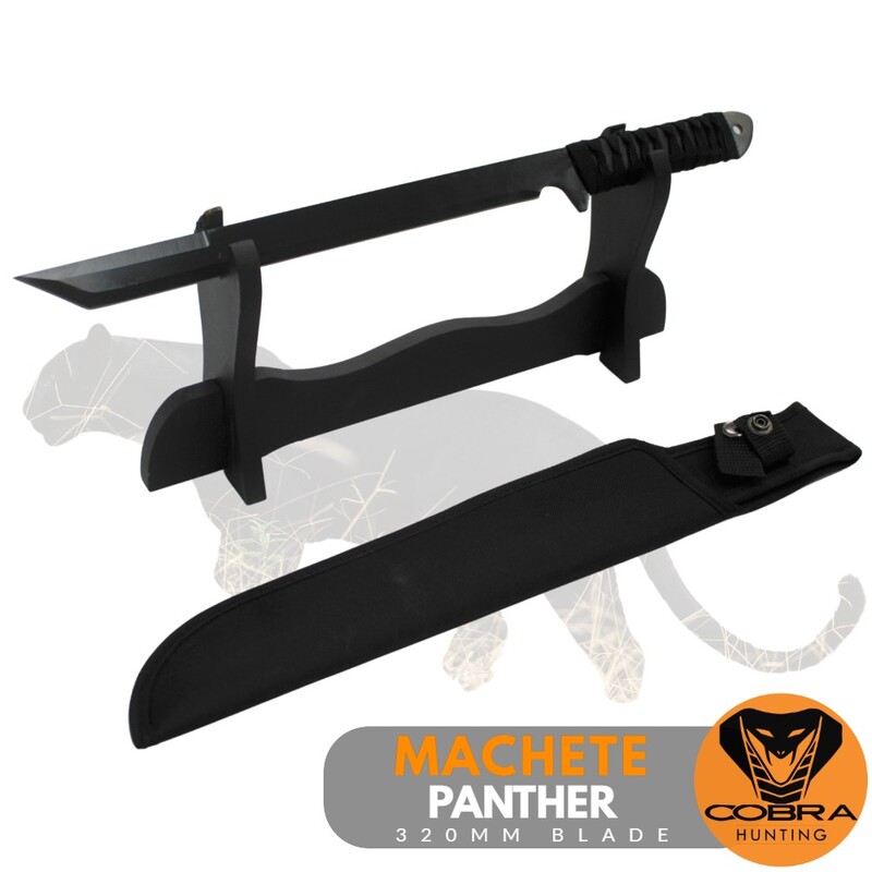 Panther Style Straight Survival Spring Steel Black Machete Sword Knife