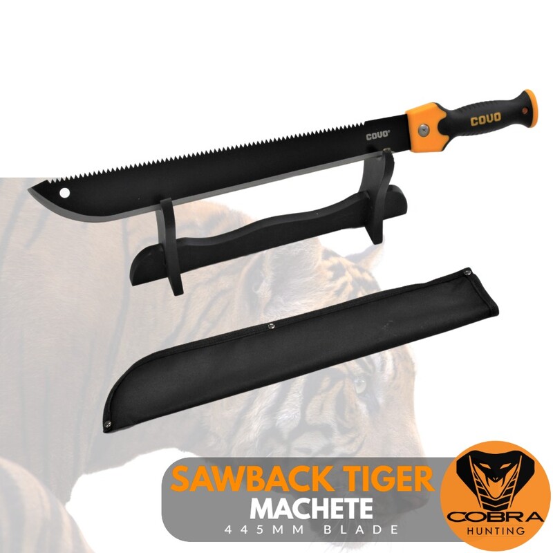 Sawback Tiger Spring Steel Army Style Tactical Machete Sword Hunting Camping Knife