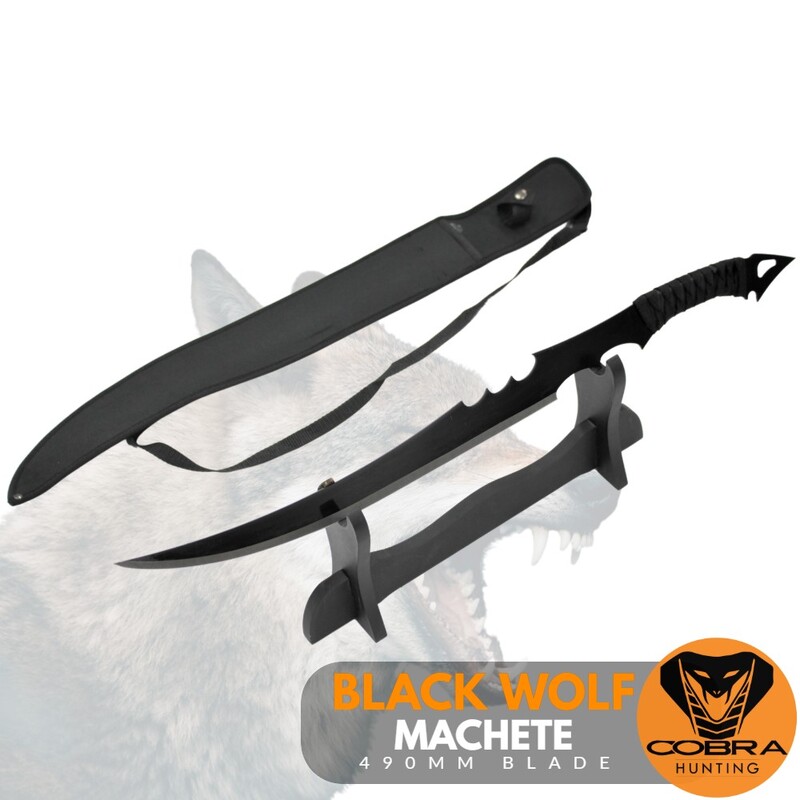Black Wolf Spring Steel Army Style Tactical Machete Sword Hunting Camping Knife