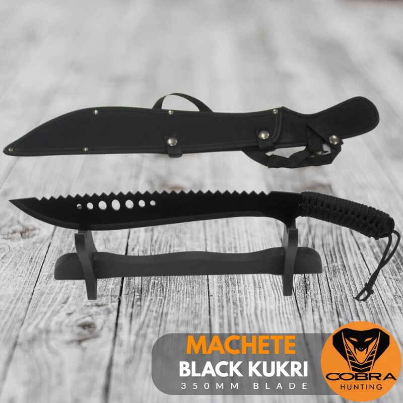 Black Kukri Chopper Spring Steel Army Style Machete Sword Hunting Camping Knife