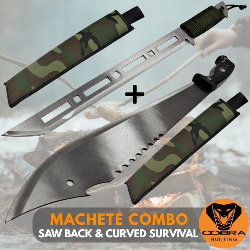 Survival Hunting Style Spring Steel Machetes Combo