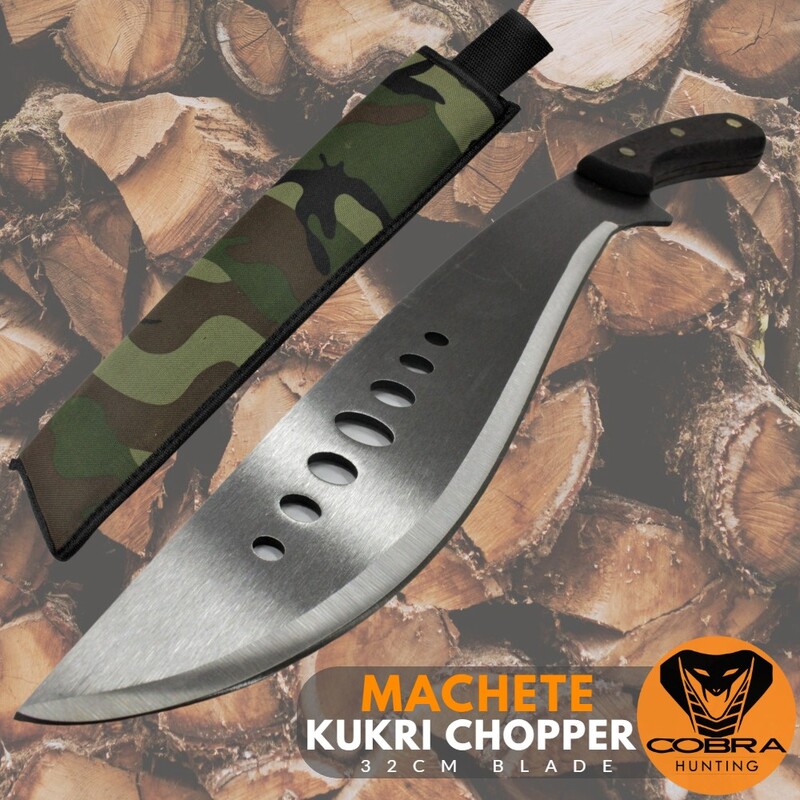 Kukri Chopper Spring Steel Army Style Machete Wooden Handle Sword Hunting Camping Knife