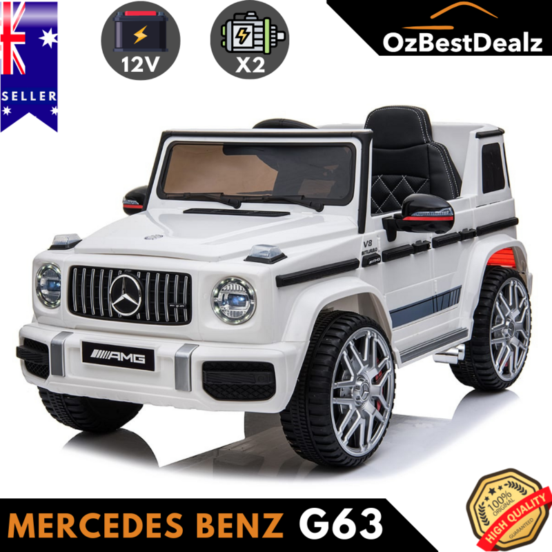 Licensed Mercedes Benz G63 AMG Kids Electric Ride On Car Parental Remote Control White 12V Toy