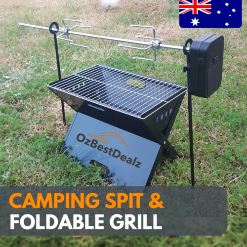Camping Spit and Foldable Grill
