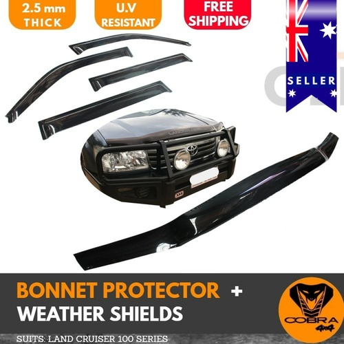 Bonnet Protector + Weather Shields Suitable For Toyota Land Cruiser 100 Series 1998-2007