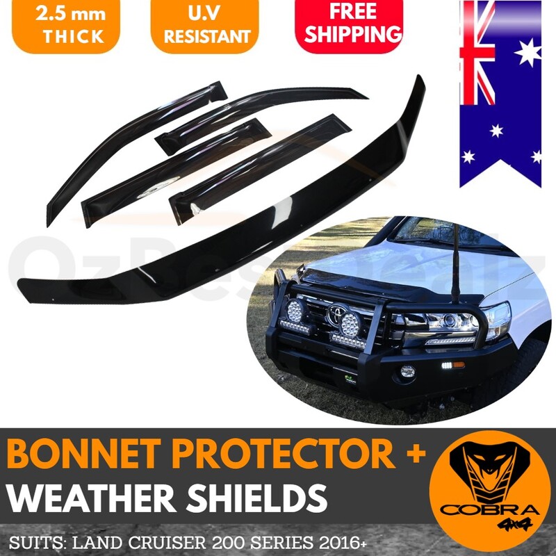 Bonnet Protector + Weather Shields Suitable For Toyota Landcruiser 200 Series 2016 - 2020 Onwards
