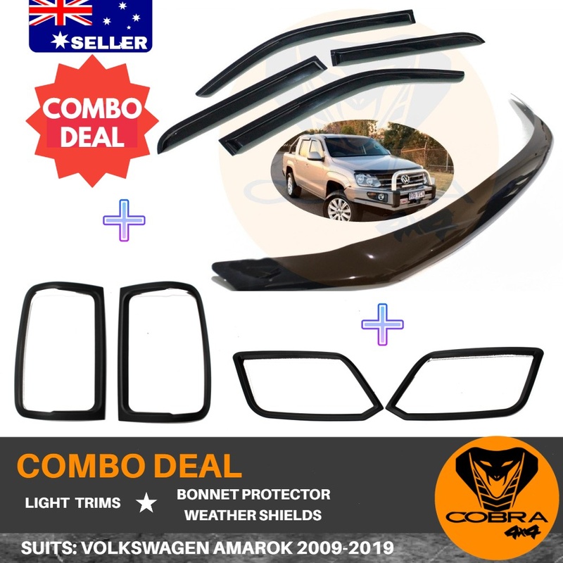 Bonnet Protector Light Trims Front and Rear suits Volkswagen Amarok 2009-2019 Combo