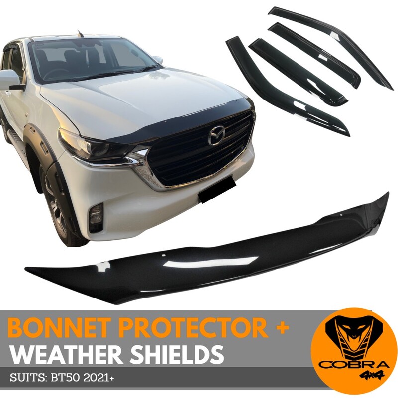 Bonnet Protector And Weather Shields Suit Mazda Bt50 2021+ Models Weathershields