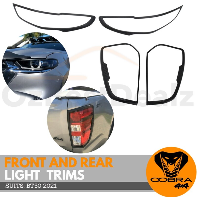Matte Black Head Light and Tail Light Trim Covers suits Mazda BT50 2021