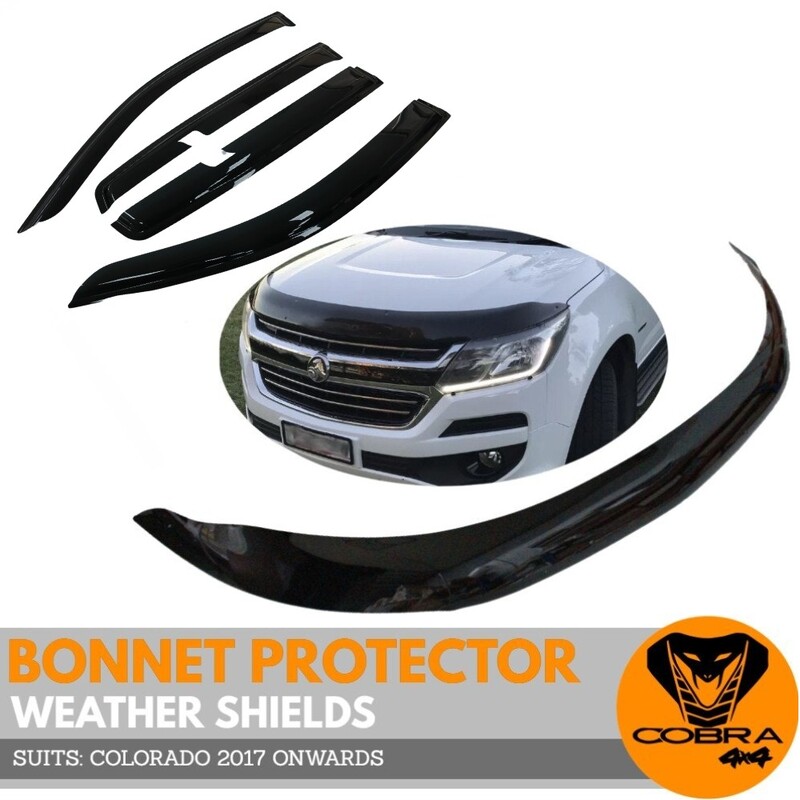 Holden Colorado RG Weather Shields & Bonnet Protector (Injection Moulded) 2017 2018 2019 2020 Weathershields Window 
