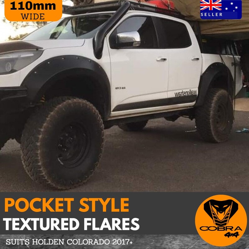 Pocket Style Flares fit Holden Colorado 2016 + Textured guards 4WD Black Fenders