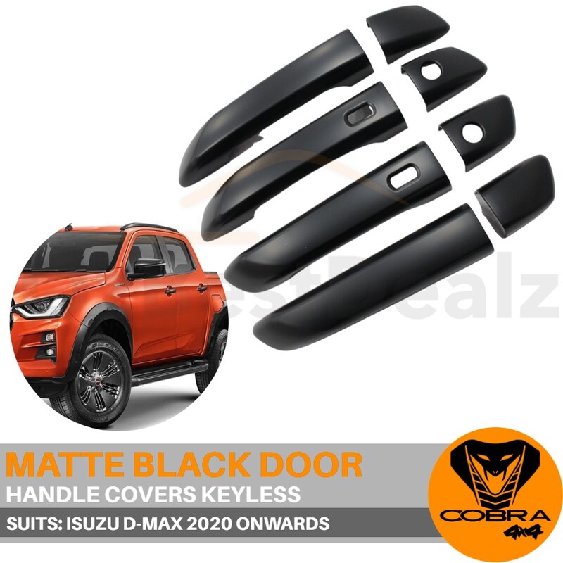 Matte Black Door Handle Covers FITS Isuzu D-Max RG Late 2019+ Onwards DMAX Keyless Sensor Entry
