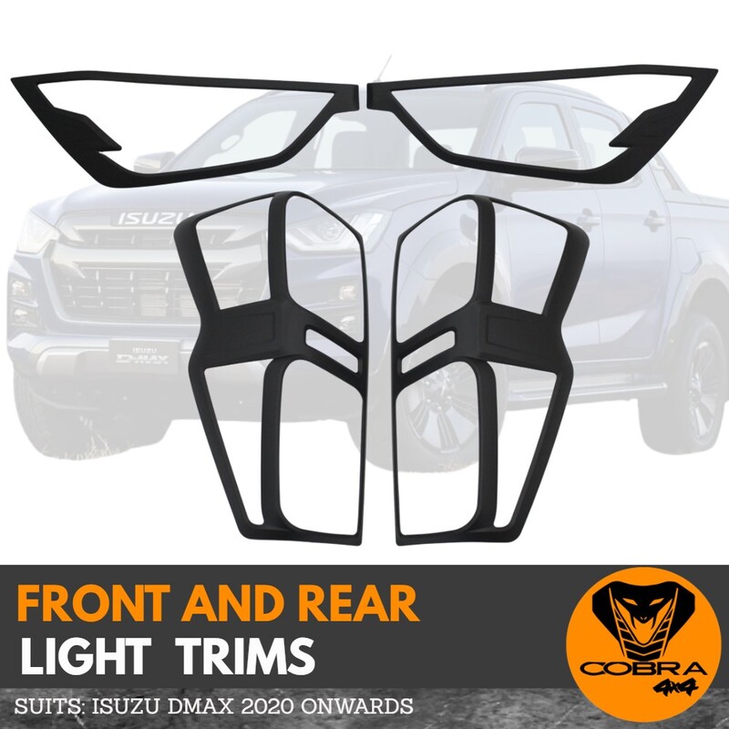 Matte Black Head Light and Tail Light Trim Covers Suits ISUZU DMAX RG late 2019+ Onwards D-MAX Protector