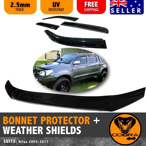 Bonnet Protector & Weather Shields Suitable For Toyota Hilux 2005-2011