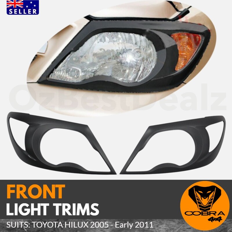 Matte Black Head Light Trim Cover Protector suitable for Toyota Hilux  2005 - 2011