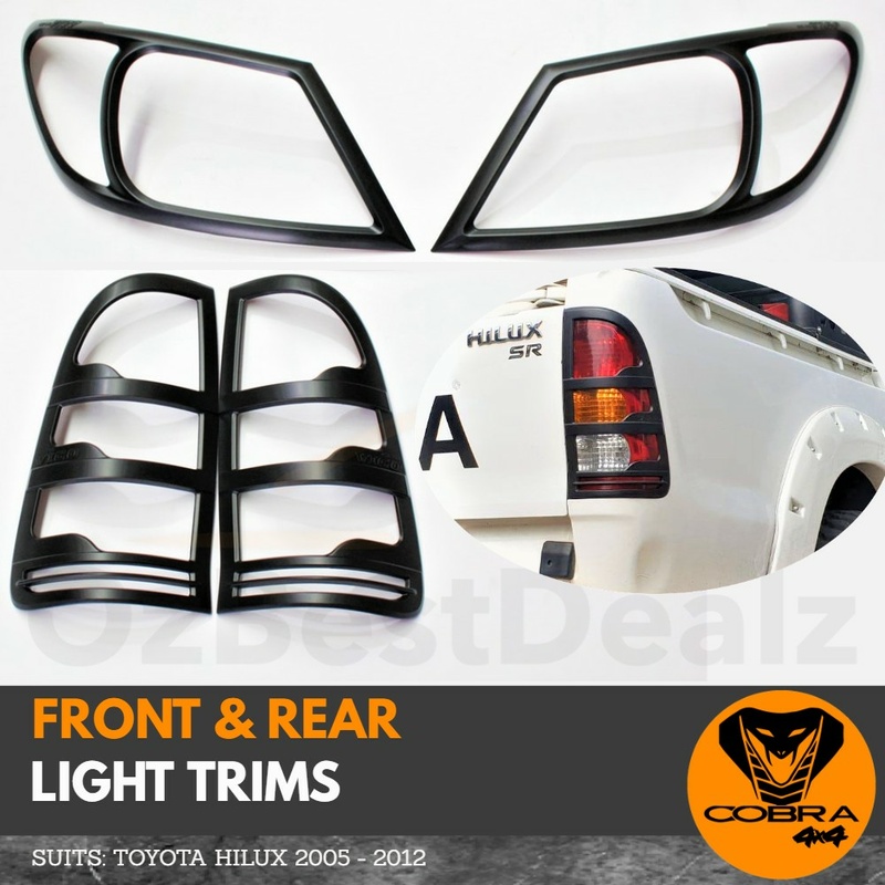 Matte Black Head Light and Tail Light Trim Covers Suitable for Hilux 2005 - 2011