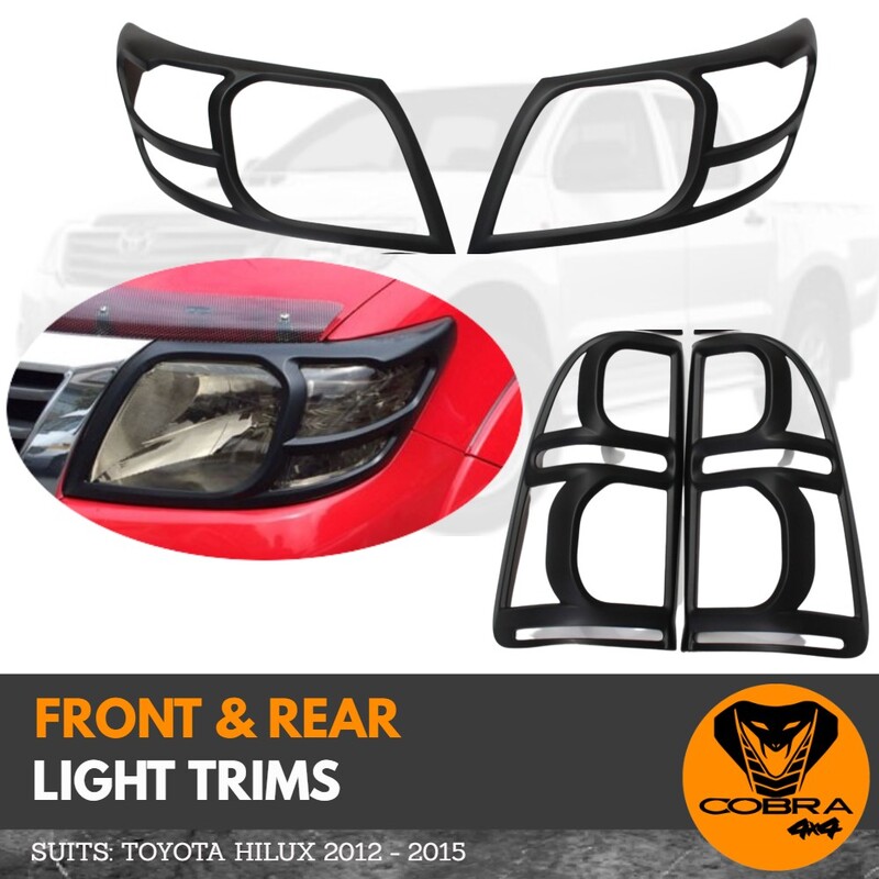 Matte Black Head Light and Tail Light Trim Covers Suitable for Hilux 2012 - 2015