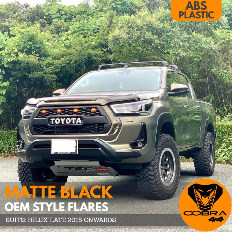 Matte Black OEM Flares Suitable For Toyota Hilux 2015 2021 Onward Models Dual cab extra cab