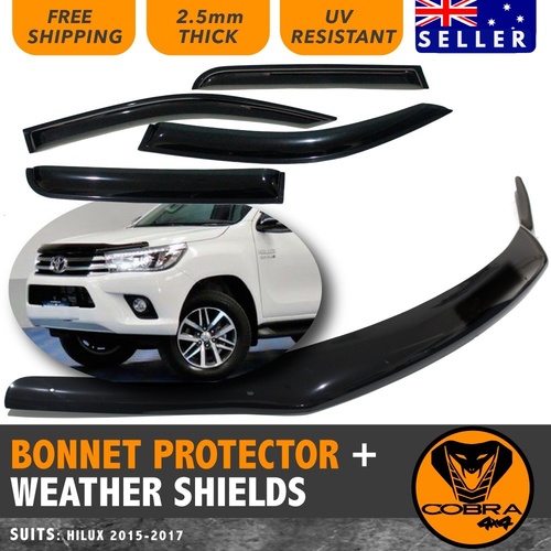 Bonnet Protector & Weather Shields Suitable For Toyota Hilux 2015 2016 2017 2018 2019
