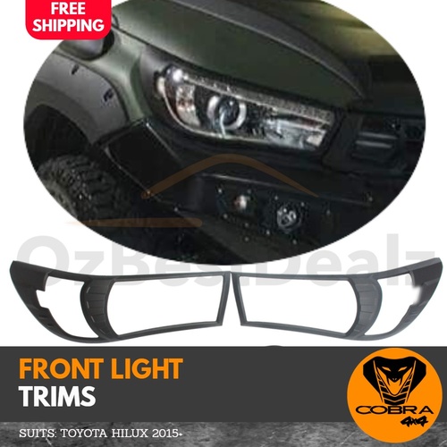 Matte Black Head Light Trim Cover Protector suitable for Toyota Hilux  2015 - 2018