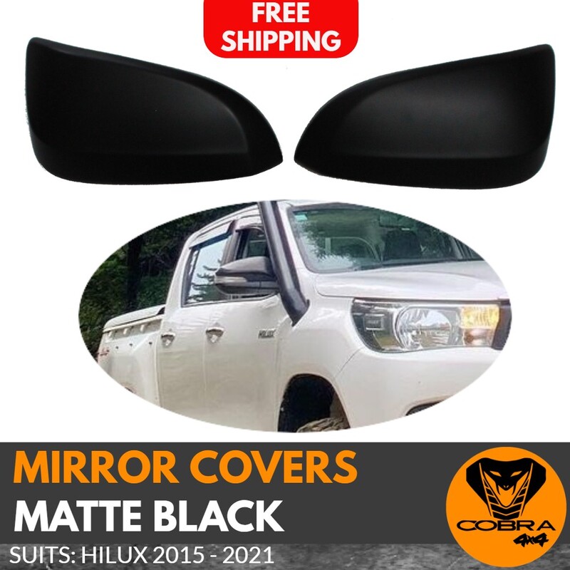 MATTE BLACK MIRROR COVERS suitable for TOYOTA HILUX 2015 2016 2017 2018 2019 2020 2021