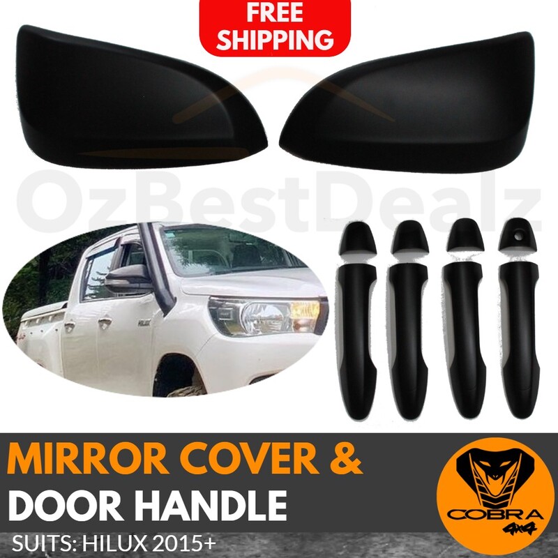 Mirror Covers & Handles suitable for Toyota Hilux 2015+ Matte Black