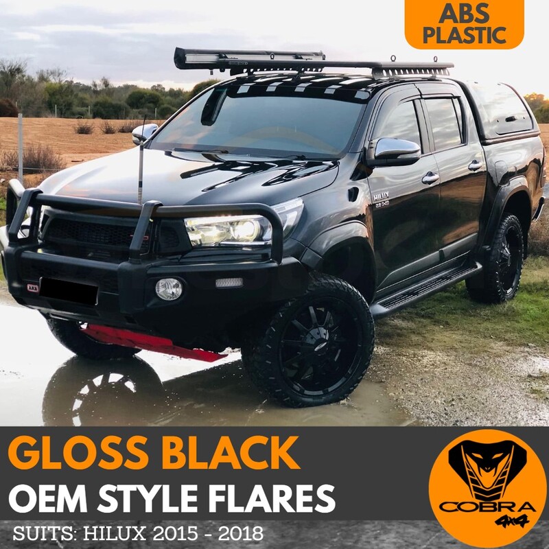 Gloss black Flares suitable for Toyota Hilux SR5 SR TRD 2015 - 2018