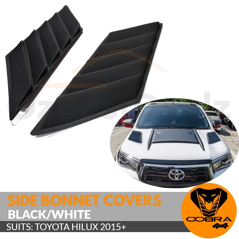 Side Bonnet scoop Covers suitable for Toyota Hilux 2015 2016 2017 2018 2019 Matte Black/White